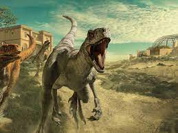 Jurassic World Evolution 3 promotional artwork featuring dinosaurs and park landscapes