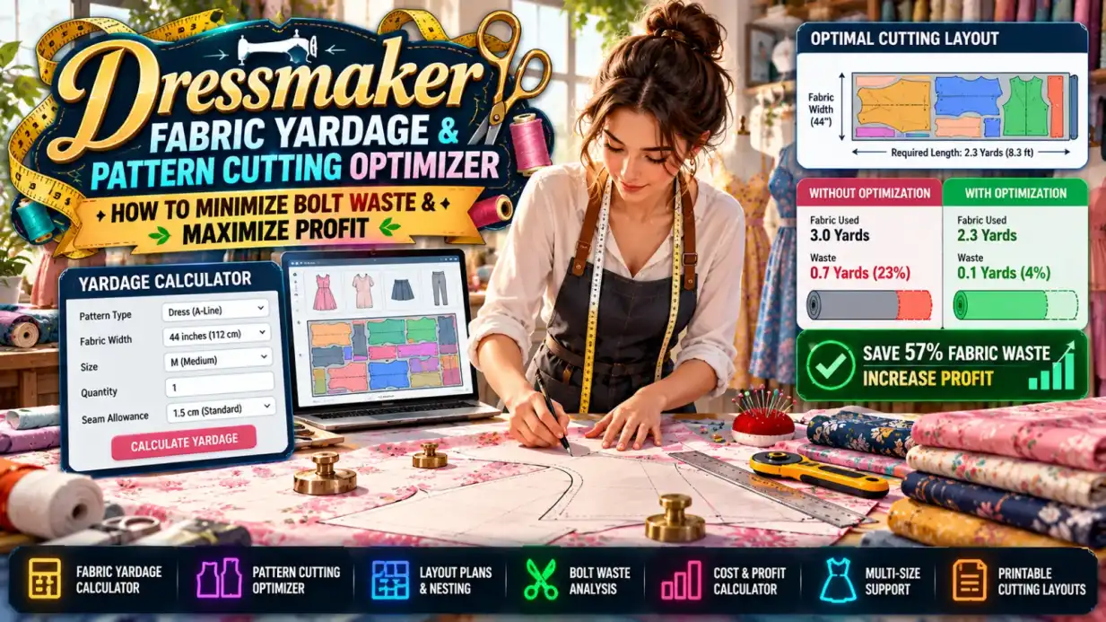 Dressmaker Fabric Yardage & Pattern Cutting Optimizer: How to Minimize Bolt Waste & Maximize Profit